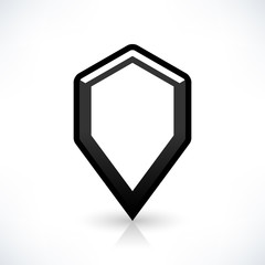 Blank map pin flat location icon hexagon sign