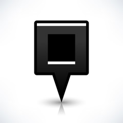 Fototapeta premium Flat map pin icon black location square sign