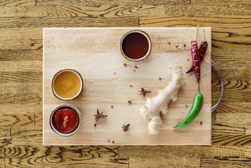 spices on the cutting board