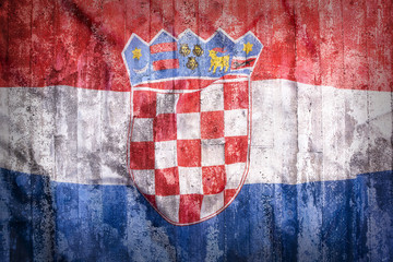 Grunge style of Croatia flag on a brick wall