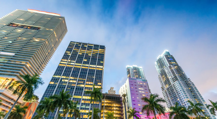 Fototapeta na wymiar Tall skyscrapers of Downtown Miami