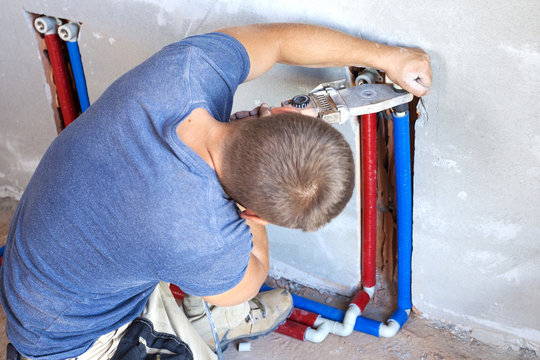 Plumber welded plastic pipes