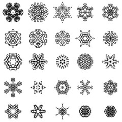 Round Geometric Ornaments Set Isolated on White Background