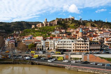 Obraz premium Aerial view of Old Tbilisi, Georgia