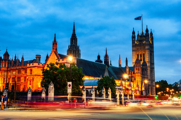 Palace of Westminster in London at night