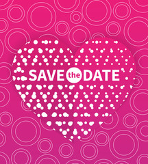 Save the date card template, wedding invitation, text on heart