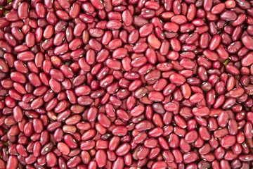 Foto op Canvas Red kidney bean texture background. Also called Rajma or Mexican Bean. A large, kidney-shaped bean with a subtle sweet flavor and soft texture that keep their shape during cooking. © MediaNation.online