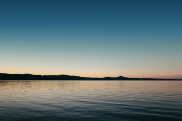 Sunset over the water reservoir