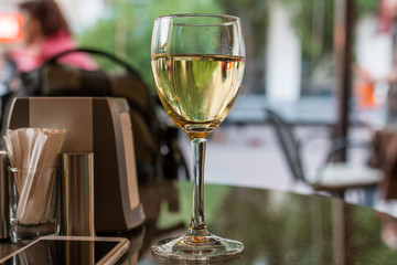 glass of wine in restaurant
