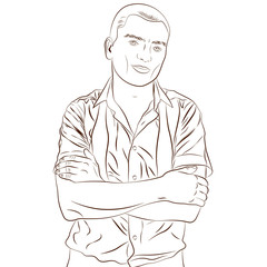 Contour of elegant young man weared in a shirt.