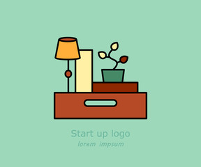 Office and moving vector logo.
