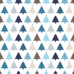 Seamless Pattern Christmas Trees Stars Blue