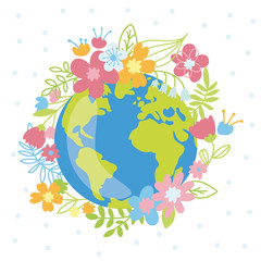 Eco Friendly, green energy concept, cute vector illustration. Save the planet postcard.  Earth Day and world environment day banner set