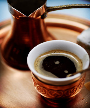 Close up of traditional Turkish coffee