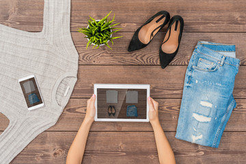 Female online shopping concept