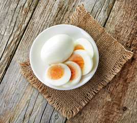 boiled egg on white plate
