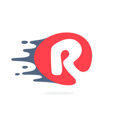 Letter R logo with fast speed water, fire, energy lines.