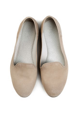 pair of women's shoes light, top view.