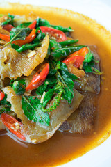 Spicy sea cucumber with basil