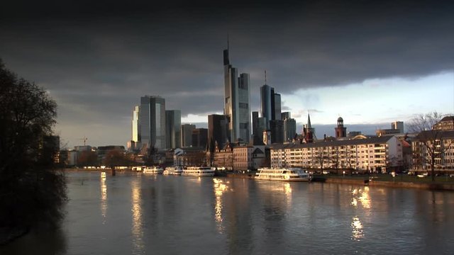 Dark clouds over Frankfurt Bank and Stock exchange 10022