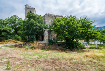 Fototapeta na wymiar Ruins of Golitsin's residence in Novorossiysk, Russia