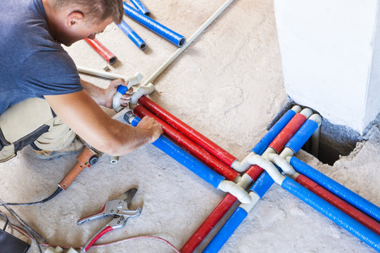 Plumber welded plastic pipes