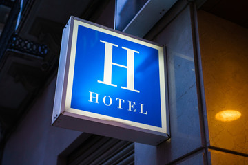 Hotel sign on wall