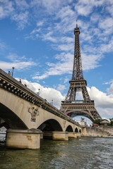 Fototapeta na wymiar Eiffel Tower in Paris with Seine, France