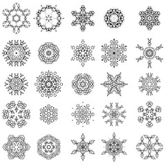 Round Geometric Ornaments Set Isolated on White Background