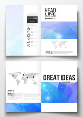 Set of business templates for brochure, magazine, flyer, booklet or annual report. Abstract colorful polygonal background, modern stylish triangle vector texture