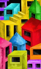 Cercles muraux Abstraction classique colored buildings