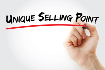 Hand writing Unique Selling Point with marker, concept background