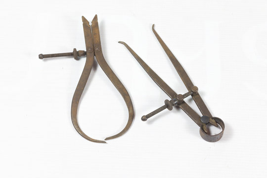 old vintage calipers on white Texture