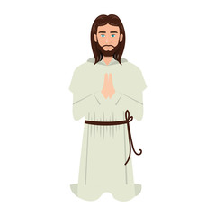 jesus christ man cartoon. catholic religion. vector illustration