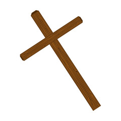 cross wooden catholic religious christ symbol. vector illustration