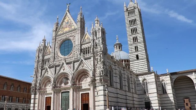 View to Cathedral at Piazza del Duomo, Cripta and Museo dell'Opera in Siena, Tuscany Italy 