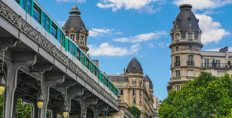 Pont de Bir Hakeim in Paris, France, bridge for Metro
