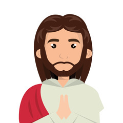 jesus christ man cartoon. catholic religion. vector illustration