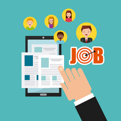 job opportunity online flat icons vector illustration design