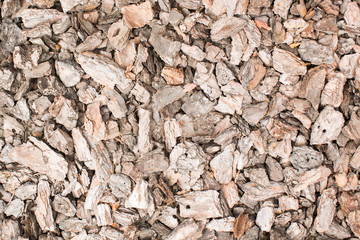 Earth ground covered with compost mulch fragment as a texture.