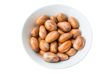 Through boiled Jackfruit seeds ready to eat in white plate with