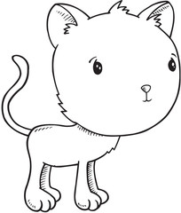 Doodle Cat Vector Illustration Art