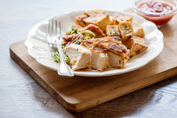 Turkey breasts and potatoes
