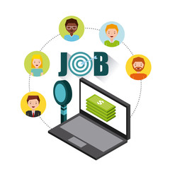 job opportunity online flat icons vector illustration design