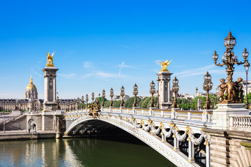 Fototapeta na wymiar Pont Alexandre III Bridge with Hotel des Invalides, Paris, Franc