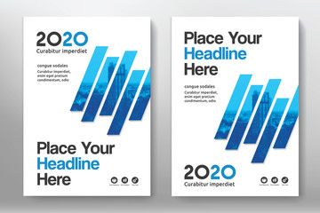 Blue Color Scheme with City Background Business Book Cover Design Template in A4. Easy to adapt to Brochure, Annual Report, Magazine, Poster, Corporate Presentation, Portfolio, Flyer, Banner, Website