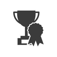 trophy cup with education icon vector illustration design