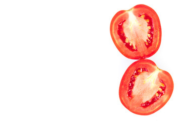 Closeup fresh red tomatoes on white background, food and vegetab