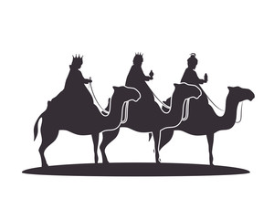 silhouette three wise kings manger design isolated vector illustration eps 10