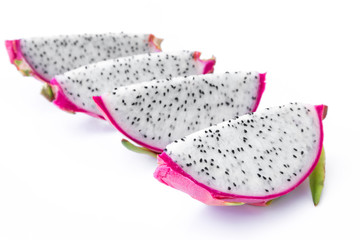Dragon Fruit slice on white background, food and healthy concept